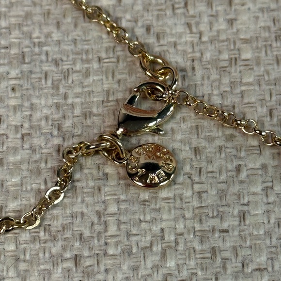J Crew Long Gold Round Hammered Pendant Necklace - Picture 5 of 5